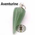 Green aventurine jade crystal dowsing pendulum for divination with silver loop - Pendant Only (Without Chain) / Aventurine Jade