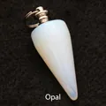 Natural white opalite conical crystal pendulum pendant for dowsing and divination - Pendant Only (Without Chain) / Opal