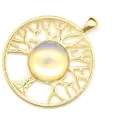 Elegante ciondolo albero della vita placcato oro 24 carati con opale tondo incastonato - Opale / Oro