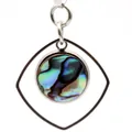 Edelstahl-Halskettenanhänger mit natürlichem, schillerndem Abalone-Muscheleinsatz - Unregelmäßiger Polygon-Stil (Stil 9)