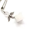 Handcrafted angel wings necklace featuring a white crystal Merkaba star shaped pendant - Angel Merkaba Pendant Necklace (With Chain) / White Crystal