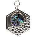 Hexagonal Edelstahl-Anhänger mit Abalone-Muschel-Inlay und gehämmerter Oberfläche. - Sechseckiger Spiegelpolierter Stil (Stil 11)