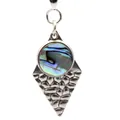 Eleganter Anhänger aus Edelstahl mit Einlage aus natürlicher, schillernder Abalone-Muschel - Unregelmäßiger Geometrischer Gehämmerter Stil (Stil 13)