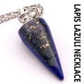 Lapis lazuli crystal pendulum necklace with cone-shaped pendant. - Pendant and Chain Set / Lapis Lazuli
