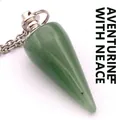 Green aventurine crystal dowsing pendulum necklace with cone stone pendant - Pendant and Chain Set / Aventurine Jade