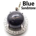 Collier avec pendentif en cristal de grès bleu et auréole de strass étincelants pour femme - Pendentif Seul (Sans Chaîne) / Pierre de Sable Bleue