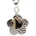 Handgefertigte Edelstahlkette mit einem blumenförmigen Anhänger aus Abalone-Muschel - Fünfblättrige Blume Gehämmerter Stil (Stil 16)
