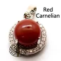 Petit collier à pendentif en agate rouge et strass étincelants pour femmes - Pendentif Seul (Sans Chaîne) / Agate rouge