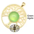 Collier avec pendentif Arbre de Vie en agate verte et placage en or 24 carats - Agate verte / Or