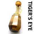 Colgante de frasco de perfume en piedra de ojo de tigre con elegante acabado dorado - Solo Colgante / Ojo de tigre