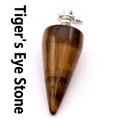 Handcrafted conical tiger eye stone pendulum pendant with silver bail for healing - Pendant Only (Without Chain) / Tiger's Eye