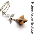 Merkaba star pendant necklace with angel wings and crystal bead on silver chain - Angel Merkaba Necklace / Jasper
