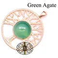 Un collier exquis plaqué or rose avec un pendentif arbre de vie en agate verte - Agate verte / Or rose