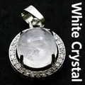Magnifique pendentif ovale en cristal de quartz blanc orné de strass étincelants - Pendentif Seul (Sans Chaîne) / Cristal blanc