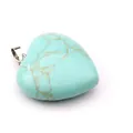 Heart-shaped turquoise stone pendant necklace with silver bail for fashion jewelry - Turquoise