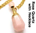 Elegante collar con colgante de botella de perfume de cuarzo rosa y cadena de oro ajustable - Colgante con Collar / Cuarzo rosa
