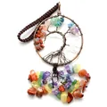 Lebensbaum Autoanhänger mit natürlichen bunten Amethyst und Kristallstein Splittern - Regenbogen