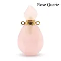Colgante frasco de aceite esencial de cuarzo rosa con elegantes detalles dorados - Solo Colgante / Cuarzo rosa