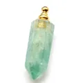 Natuurlijke groene fluoriet zeshoekige kolom parfumflesje hanger ketting met gouden kapje - Alleen Hanger / Groene Fluoriet