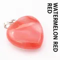 Watermelon red heart-shaped crystal pendant necklace - Watermelon red