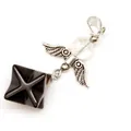 Black onyx merkaba star pendant with silver angel wings and clear crystal bead - Angel Merkaba Pendant (Pendant Only) / Black Agate