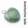 Pendaglio in pietra d'avventurina verde a forma di cuore con gancio argento - Giada avventurina