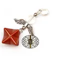 Angel wing pendant necklace with red star stone and crystal bead - Angel Merkaba Pendant (Pendant Only) / Red Jasper