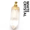 Colgante frasco de perfume de cristal blanco hexagonal con tapa dorada - Solo Colgante / Cristal de roca
