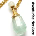 Collar con colgante de botella de perfume de jade aventurina con cadena dorada fina - Colgante con Collar / Aventurina verde