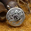 Yoga meditation lotus flower pendant necklace with clear quartz crystal stone - White Crystal