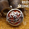 Yoga meditation lotus pendant necklace with red jasper stone and silver frame - Red Jasper