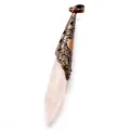 Vintage copper filigree rose quartz bullet pendant necklace for bohemian jewelry - Pendant Only (Without Chain) / Rose Quartz