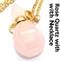Elegante rosa Quarz-ätherisches Öl-Flasche Anhänger Kette mit zarter Goldkette - Anhänger mit Halskette / Rosenquarz