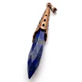 Retro lapis lazuli hexagonal crystal pillar pendant necklace with ornate copper cap - Pendant Only (Without Chain) / Lapis Lazuli