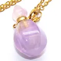 Lila Amethyst Ätherisches Öl Flasche Anhänger Halskette mit goldener Gliederkette - Anhänger mit Halskette / Amethyst