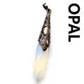 Vintage style opalite crystal point pendant necklace with antique bronze cap finish - Pendant Only (Without Chain) / Opal