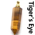 Natuurlijke tijgeroog steen zeshoekig prisma parfumflesje hanger met gouden metalen top - Alleen Hanger / Tijgeroog