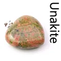 Semplice ciondolo a cuore in unakite per collana nei toni del verde e del rosa - Unakite