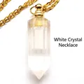 Elegante zeshoekige witte kristallen parfumfles hanger met een gouden ketting - Met Ketting / Bergkristal
