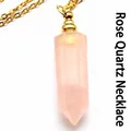 Elegante rozenkwarts kristal zeshoekige kolom hanger ketting met gouden ketting - Met Ketting / Rozenkwarts