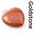 Ciondolo a forma di cuore in pietra del sole con scintillanti riflessi di rame. - pietra sabbia dorata