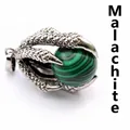 Detailed macro shot of a vintage silver dragon claw pendant with a green malachite bead - Pendant Only / Malachite