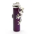 Purple agate crystal pillar pendant featuring a decorative silver frog wrap accent piece - Purple Agate