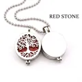 Elegant Tree of Life hollow silver locket necklace with a red lava stone pendant - Red Jasper Necklace / Silver