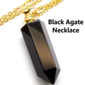 Zwarte agaat hexagonale hanger ketting parfumflesje met een elegante gouden afwerking - Met Ketting / Zwarte agaat