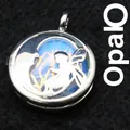 Silver-colored hollow fairy box pendant necklace with synthetic opal inlay for women - Pendant Only / Opal