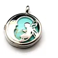 Turquoise locket pendant with fairy and moon hollow design - Pendant Only / Turquoise