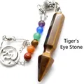 Péndulo de cristal ojo de tigre con cuentas de chakra y amuleto de buda - Ojo de tigre