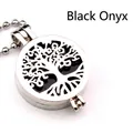 Elegant silver tree of life hollow pendant necklace featuring a black agate stone inlay - Black Agate Necklace / Silver