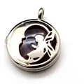 Silver hollow flower fairy and moon pendant necklace with purple amethyst stone - Pendant Only / Amethyst
